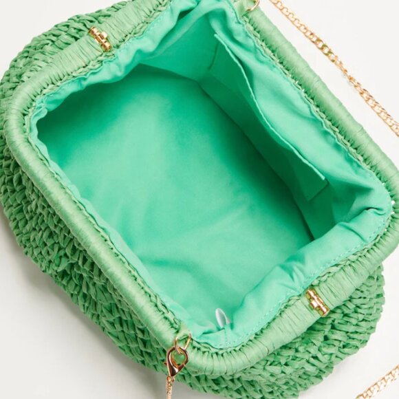 Poolside Straw Pouch Clutch - Bright Green - SOLD OUT ONLINE! - Picture 4 of 4